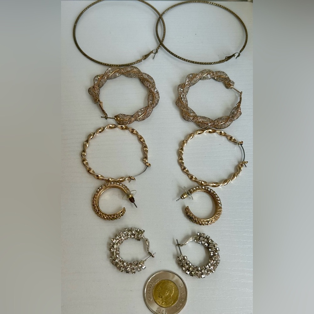 Gold and Silver Tone Hoop Earrings Bundle - Picture 2 of 6